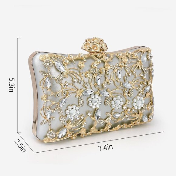 BABEYOND Rhinestone Clutch for Women Sparkly Triangle Purse 1920s Evening Bag - Picture 6 of 8